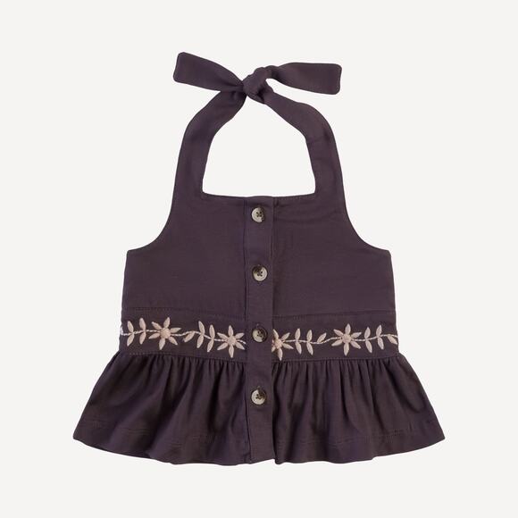NWT Kate Quinn Embroidered Halter Top in Huckleberry Purple Size 8y Bamboo - Picture 1 of 1